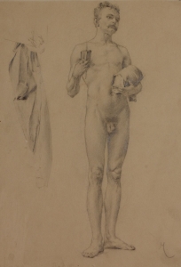 Study of Nude Male with Book