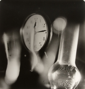 Composition (clock, bottles)